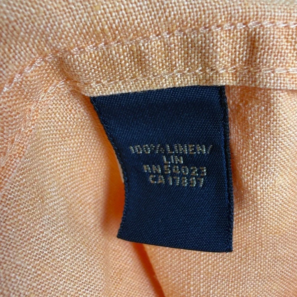 Banana Republic Shirt Mens XL Orange Long Sleeve 100% Linen Vintage Y2K EUC